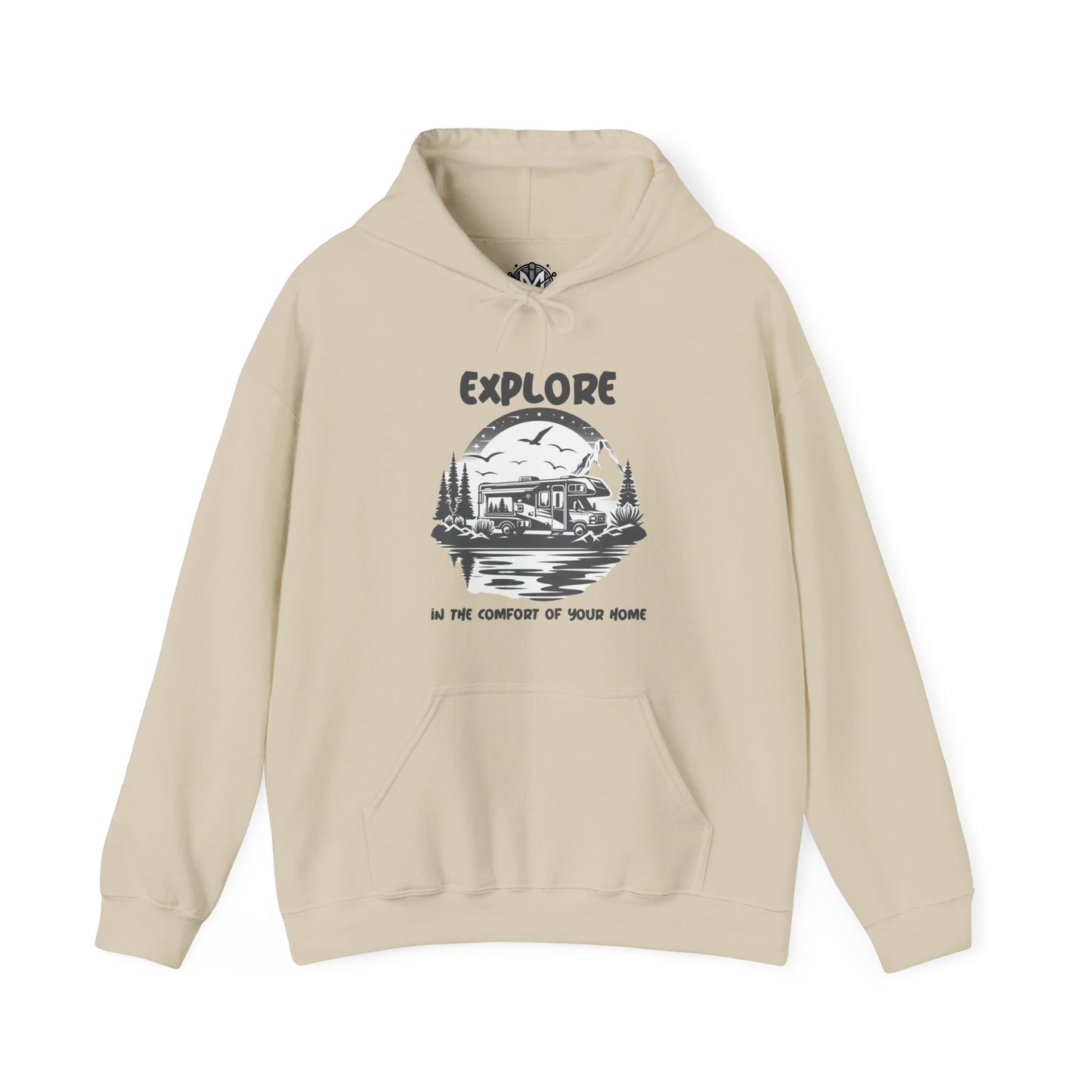 Explore In The Comfort Of Your Home Unisex RV Road Trip Adventure Graphic Hoodie