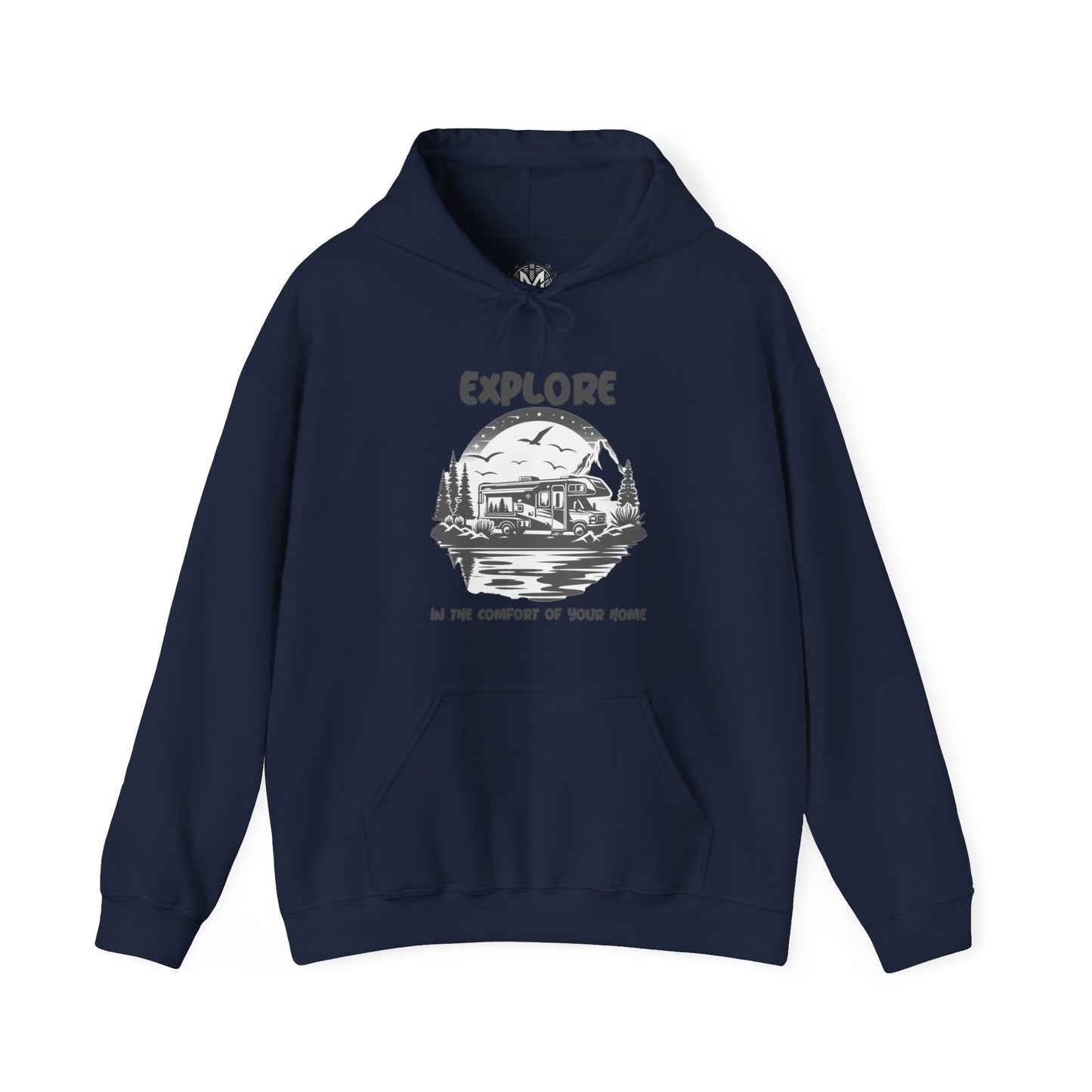Explore In The Comfort Of Your Home Unisex RV Road Trip Adventure Graphic Hoodie
