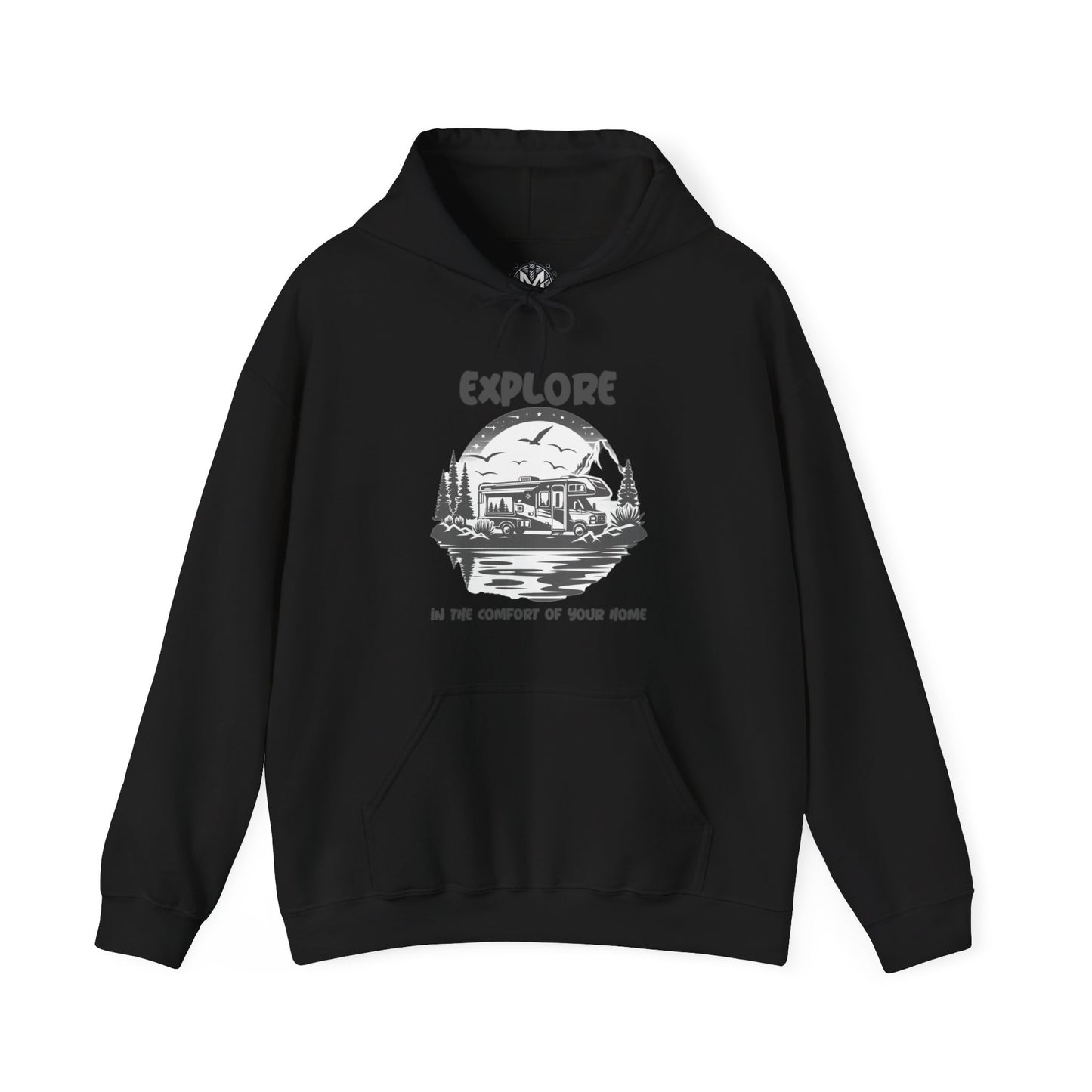 Explore In The Comfort Of Your Home Unisex RV Road Trip Adventure Graphic Hoodie