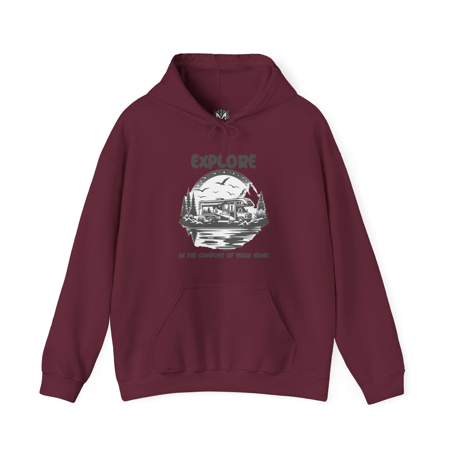 Explore In The Comfort Of Your Home Unisex RV Road Trip Adventure Graphic Hoodie