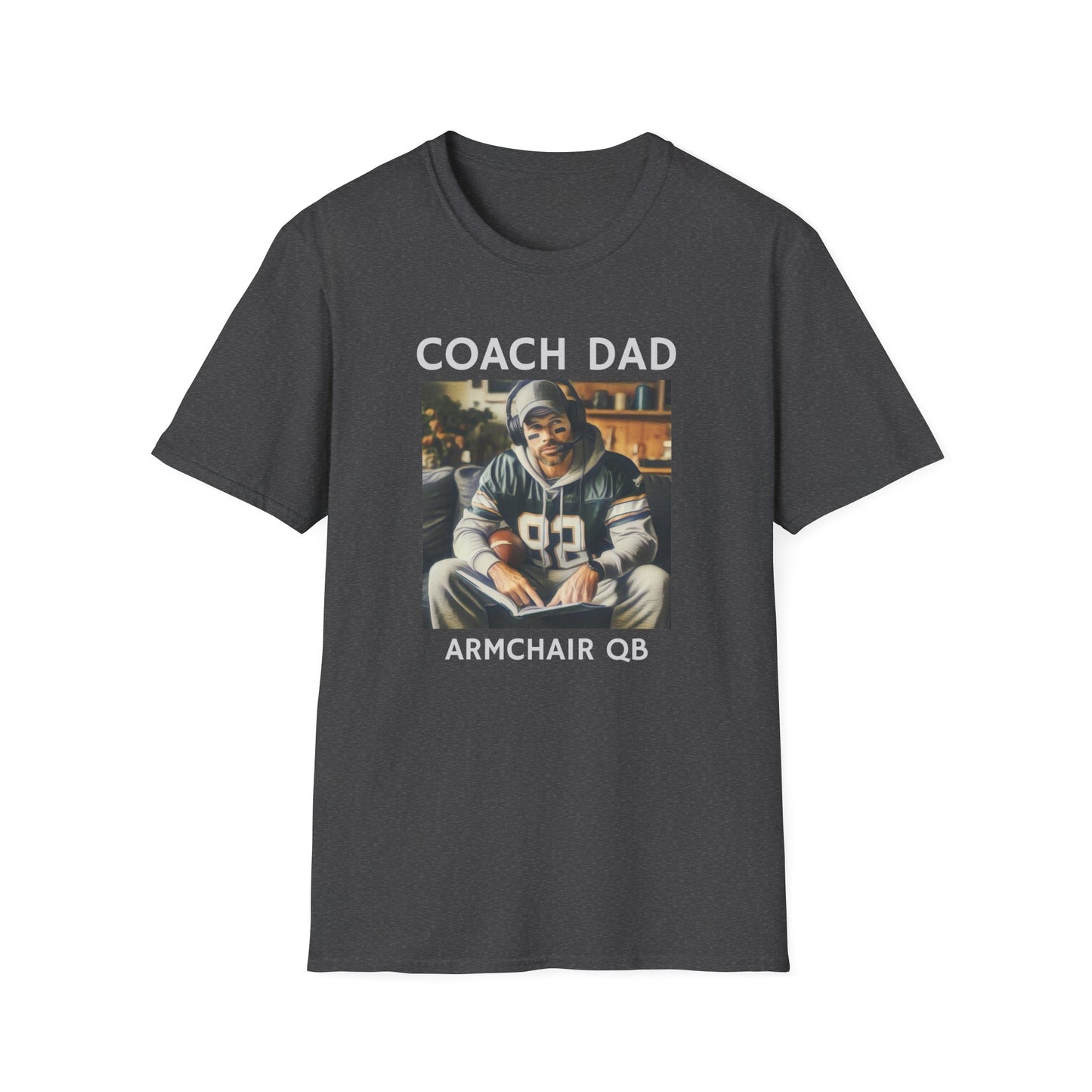 Coach Dad Armchair QB 82 Mens American Football Graphic Tee