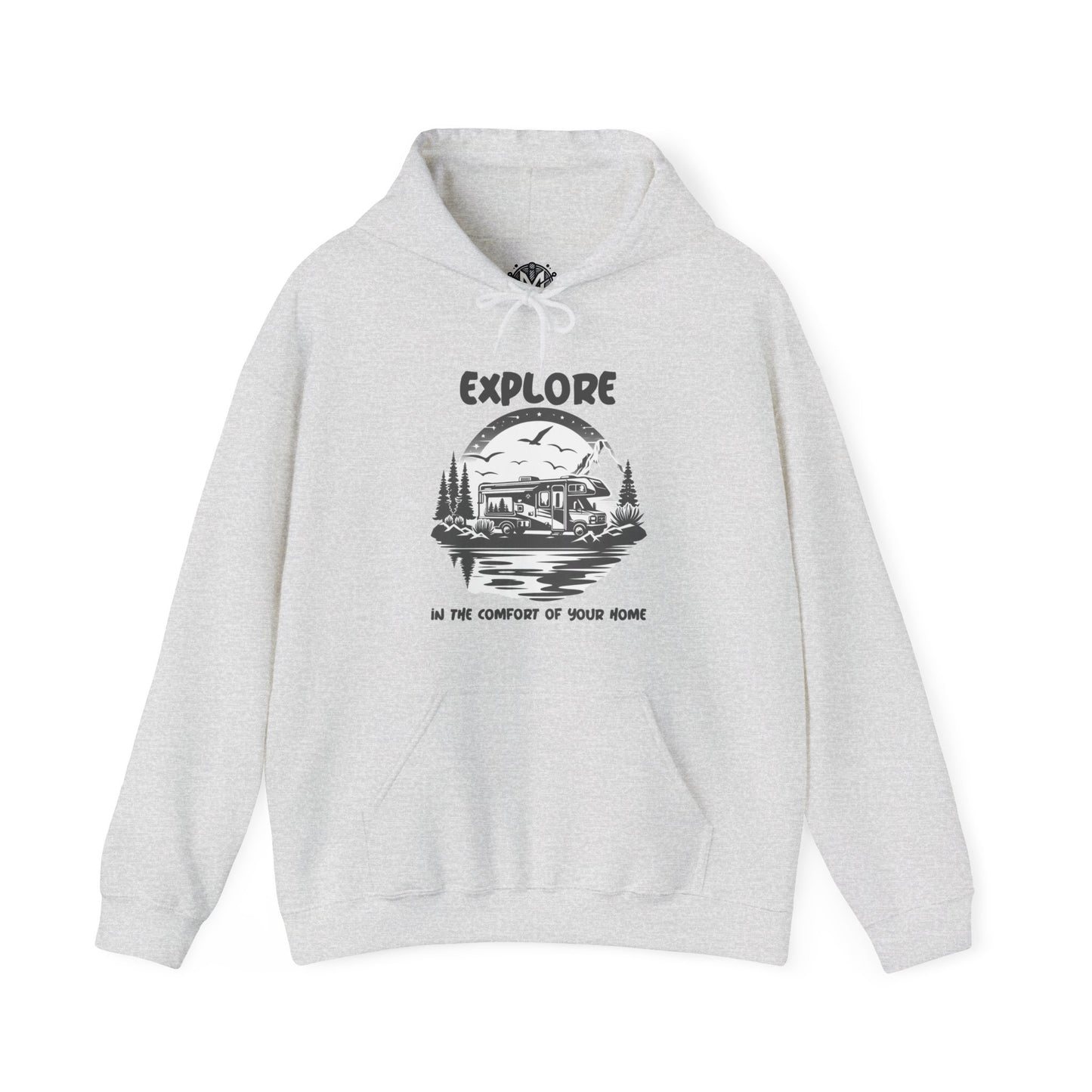 Explore In The Comfort Of Your Home Unisex RV Road Trip Adventure Graphic Hoodie