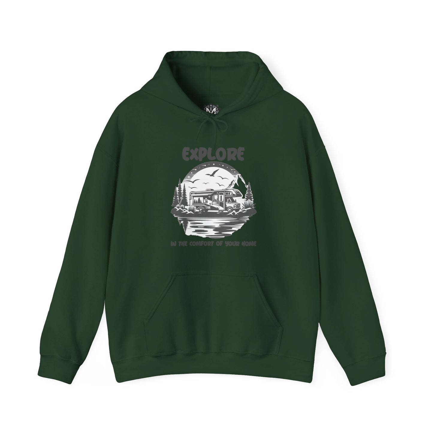 Explore In The Comfort Of Your Home Unisex RV Road Trip Adventure Graphic Hoodie