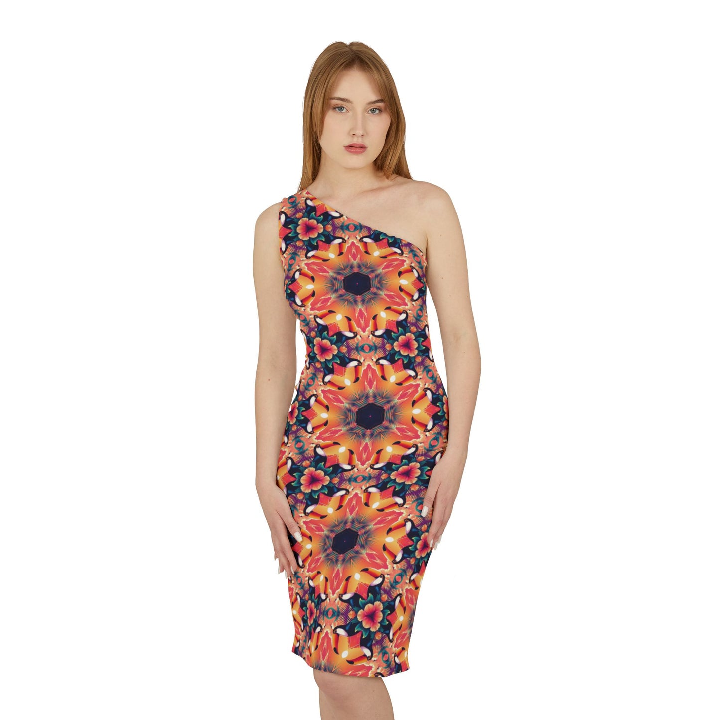 Tropical Mirage One-Shoulder Sleeveless Dress