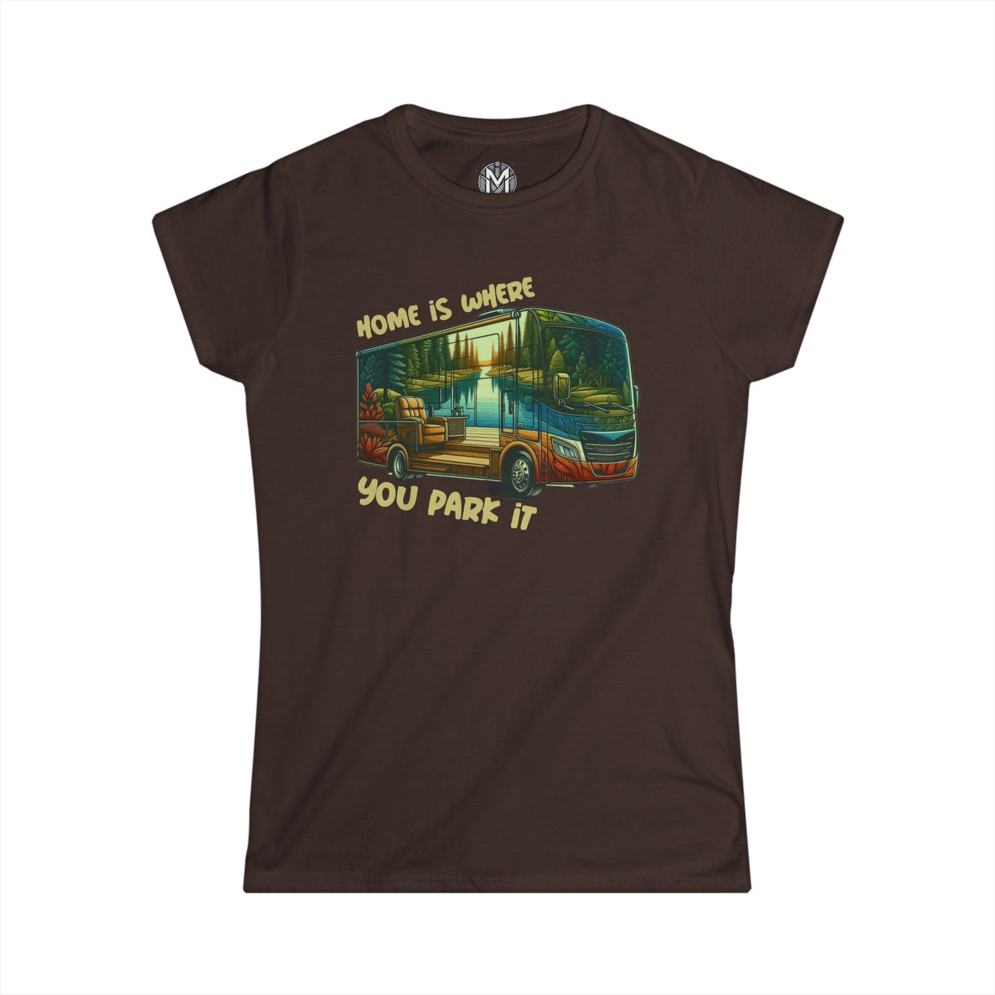 Home is Where You Park It Womens RV Road Trip Adventure Graphic Tee