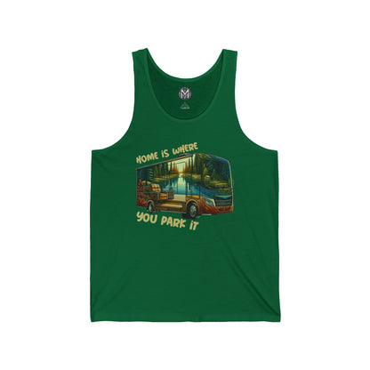 Home is Where You Park It Mens RV Road Trip Adventure Graphic Tank