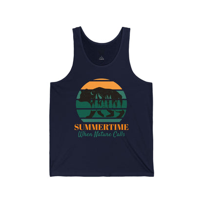 Summertime, When Nature Calls Mens Camping Outdoor Adventure Graphic Tank