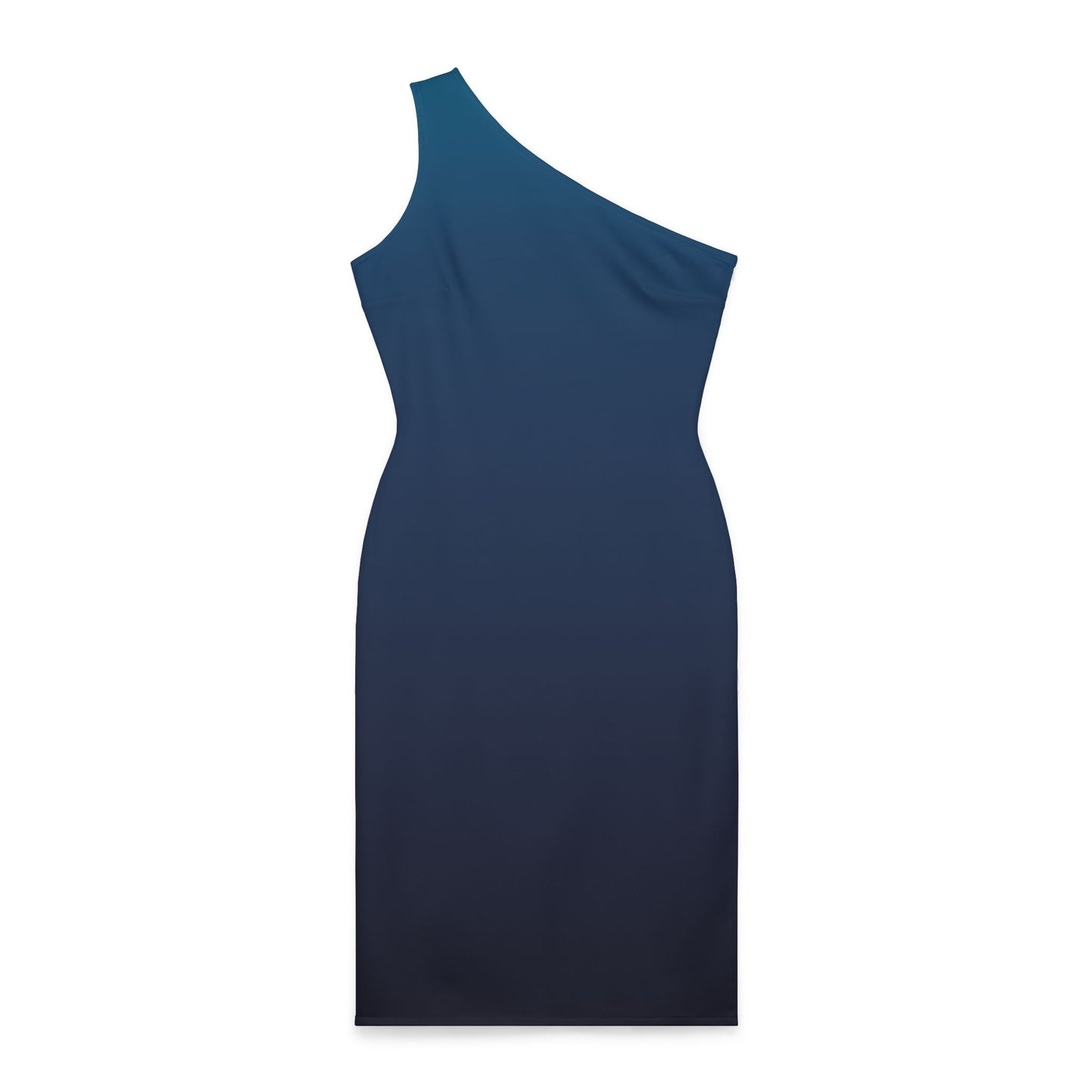 Elegant Navy Blue One-Shoulder Ruched Dress - Perfect for Evening Events