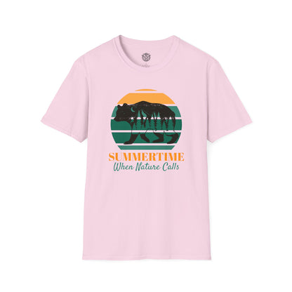 Summertime When Nature Calls Mens Camping Outdoor Adventure Graphic Tee