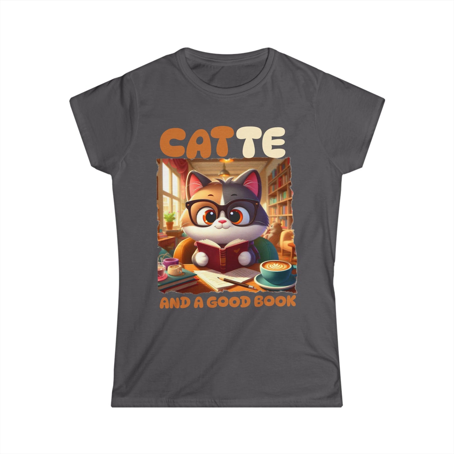 Catte Latte Women’s Tee - Cute Cat & Coffee Shirt