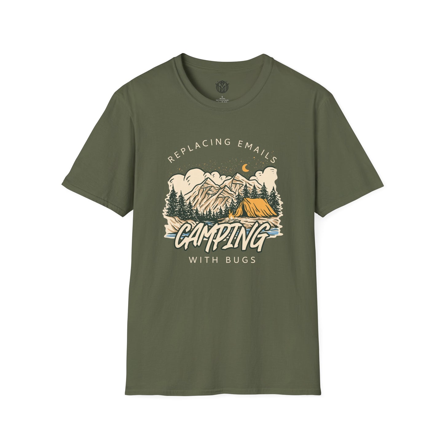 Replacing Emails with Bugs Mens Camping Outdoor Adventure Graphic Tee