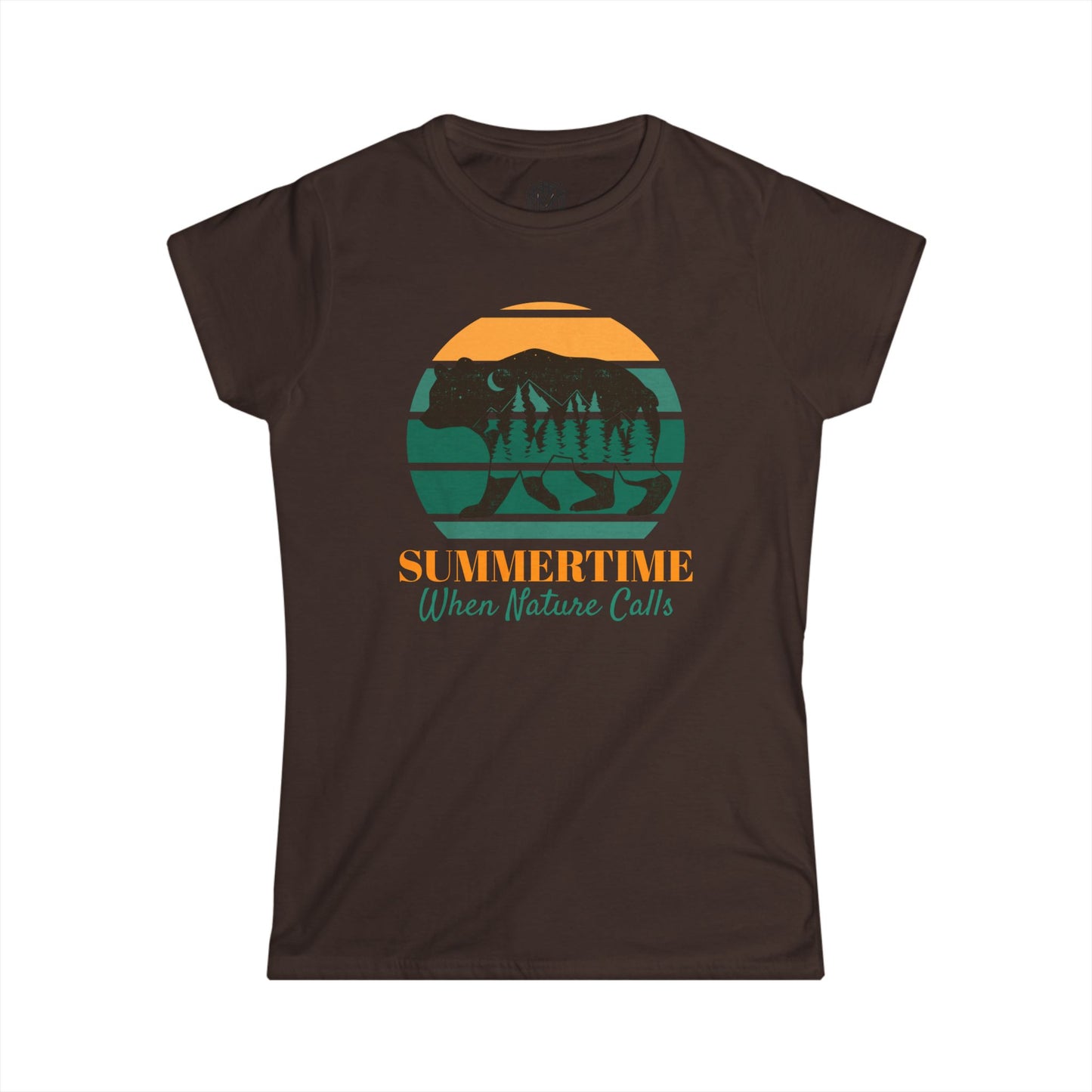 Summertime When Nature Calls Womens Camping Outdoor Adventure Graphic Tee