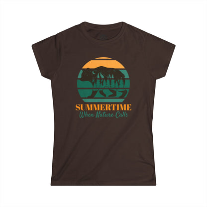 Summertime When Nature Calls Womens Camping Outdoor Adventure Graphic Tee