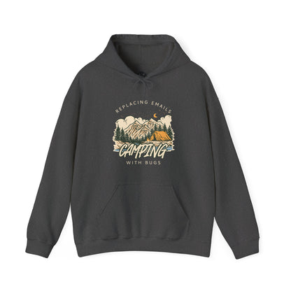 Replacing Emails With Bugs Unisex Camping Outdoor Adventure Graphic Hoodie