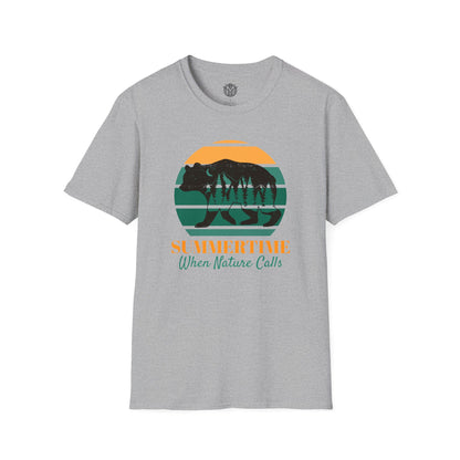 Summertime When Nature Calls Mens Camping Outdoor Adventure Graphic Tee