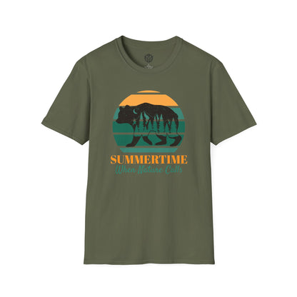 Summertime When Nature Calls Mens Camping Outdoor Adventure Graphic Tee