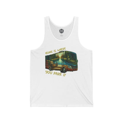 Home is Where You Park It Mens RV Road Trip Adventure Graphic Tank