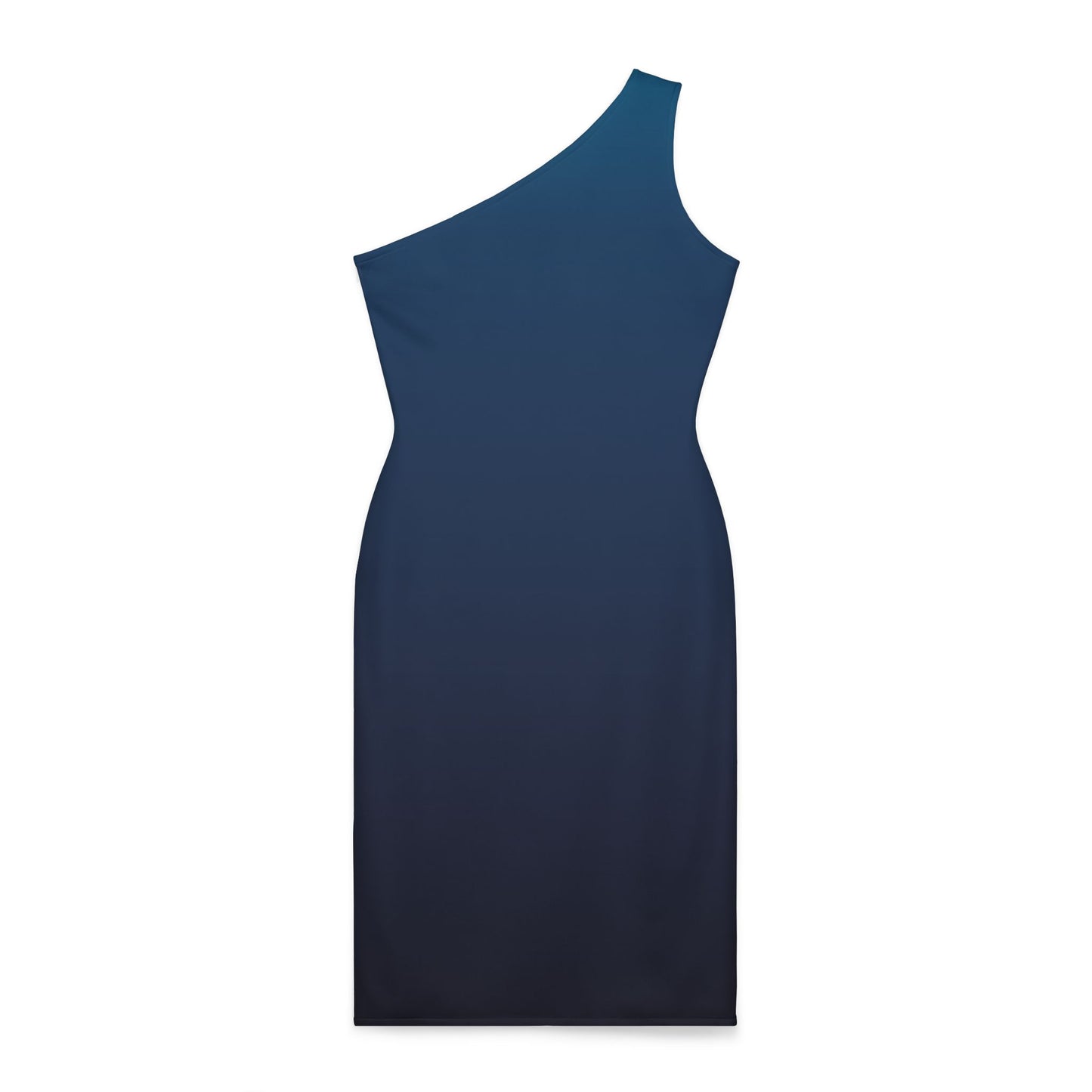 Elegant Navy Blue One-Shoulder Ruched Dress - Perfect for Evening Events