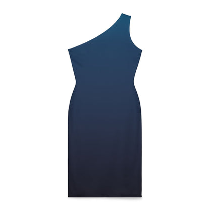 Elegant Navy Blue One-Shoulder Ruched Dress - Perfect for Evening Events