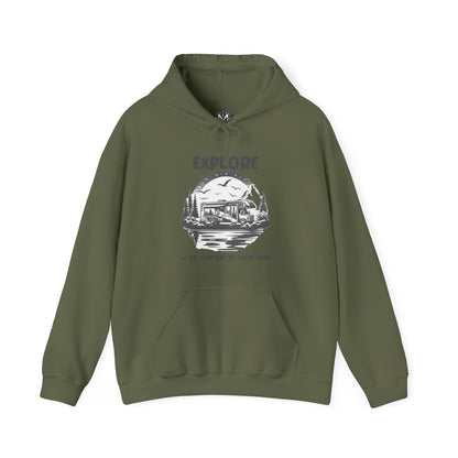 Explore In The Comfort Of Your Home Unisex RV Road Trip Adventure Graphic Hoodie