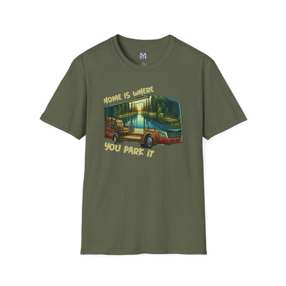 Home Is Where You Park It Mens RV Road Trip Adventure Graphic Tee