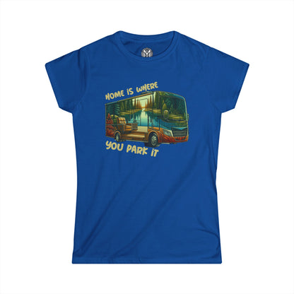 Home is Where You Park It Womens RV Road Trip Adventure Graphic Tee