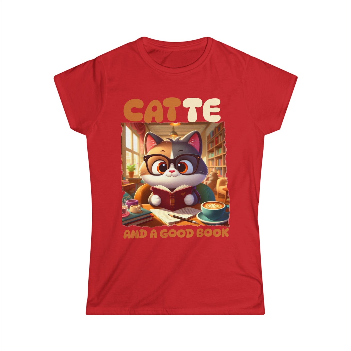 Catte Latte Women’s Tee - Cute Cat & Coffee Shirt