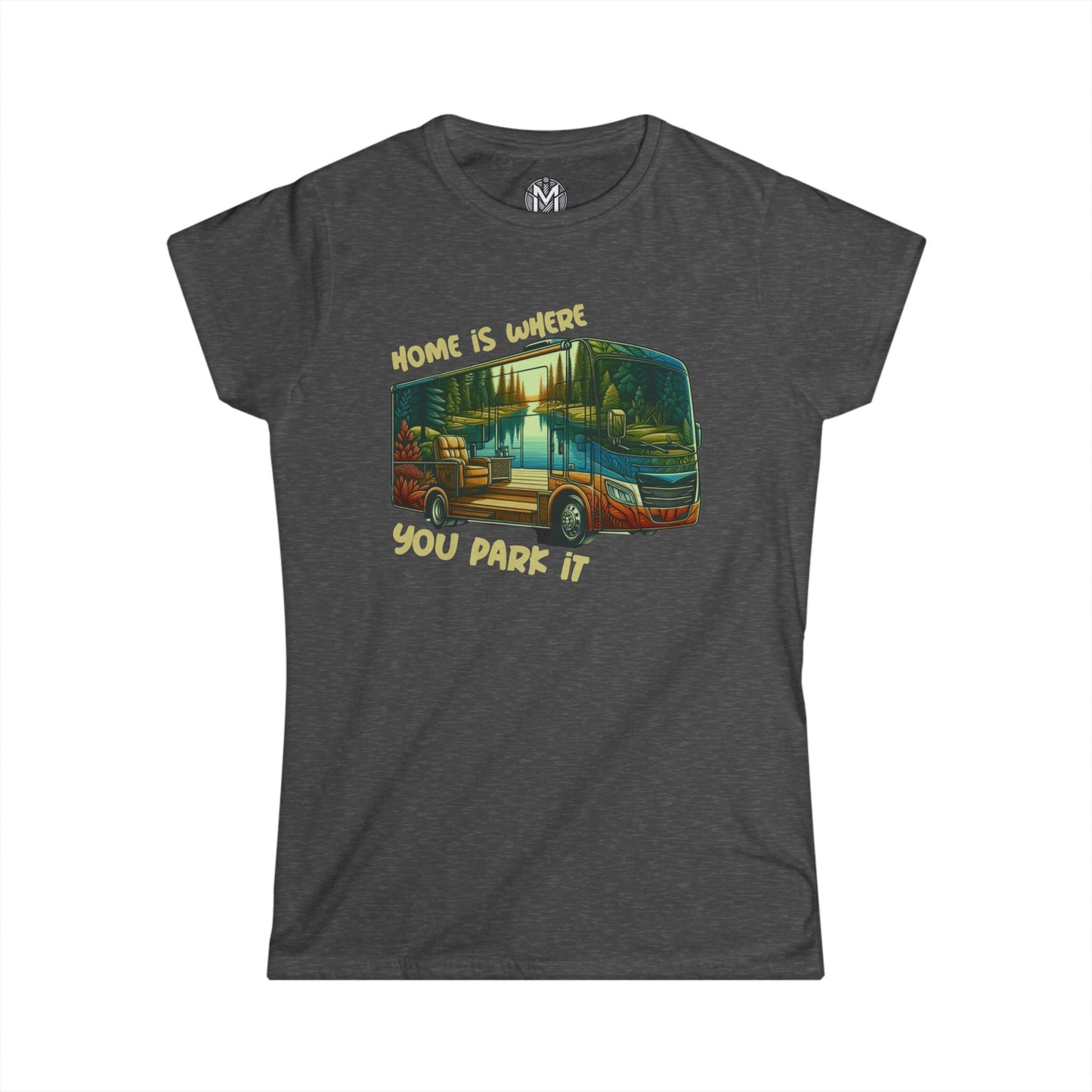 Home is Where You Park It Womens RV Road Trip Adventure Graphic Tee