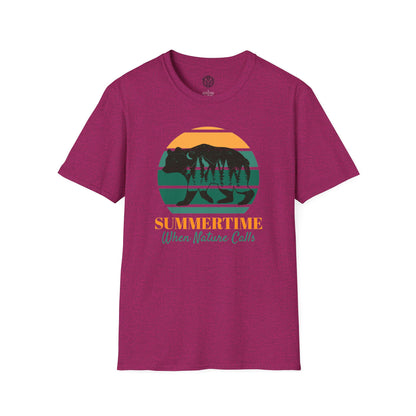 Summertime When Nature Calls Mens Camping Outdoor Adventure Graphic Tee