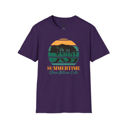 Summertime When Nature Calls Mens Camping Outdoor Adventure Graphic Tee