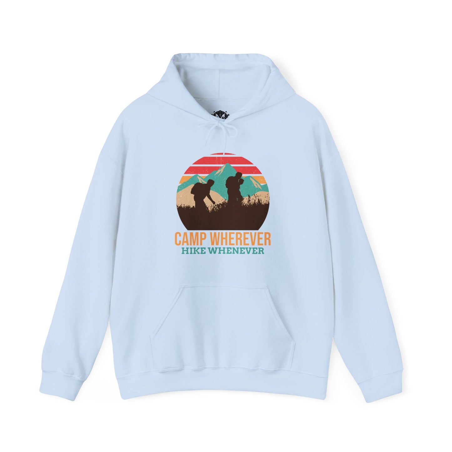 Camp Whenever, Hike Wherever Unisex Camping Outdoor Adventure Graphic Hoodie