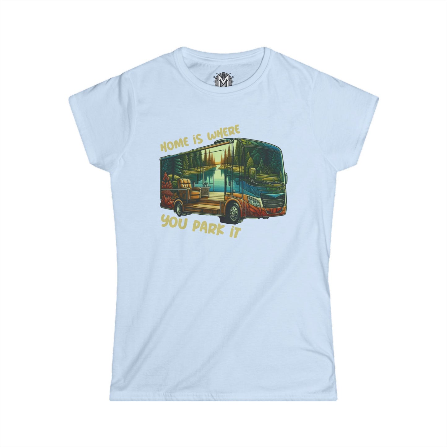 Home is Where You Park It Womens RV Road Trip Adventure Graphic Tee