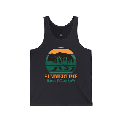 Summertime, When Nature Calls Mens Camping Outdoor Adventure Graphic Tank