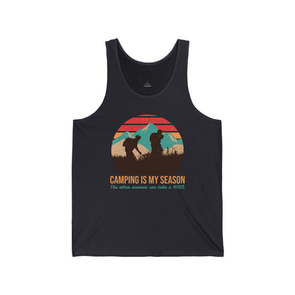 Camping Is My Season Mens Camping Outdoor Adventure Graphic Tank