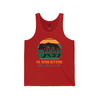 Summertime, When Nature Calls Mens Camping Outdoor Adventure Graphic Tank