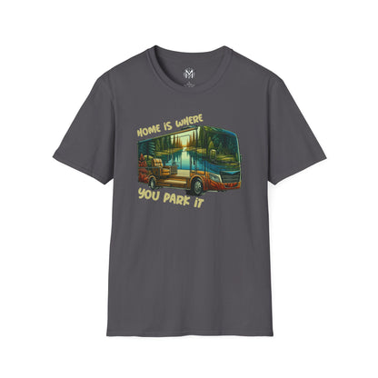 Home Is Where You Park It Mens RV Road Trip Adventure Graphic Tee