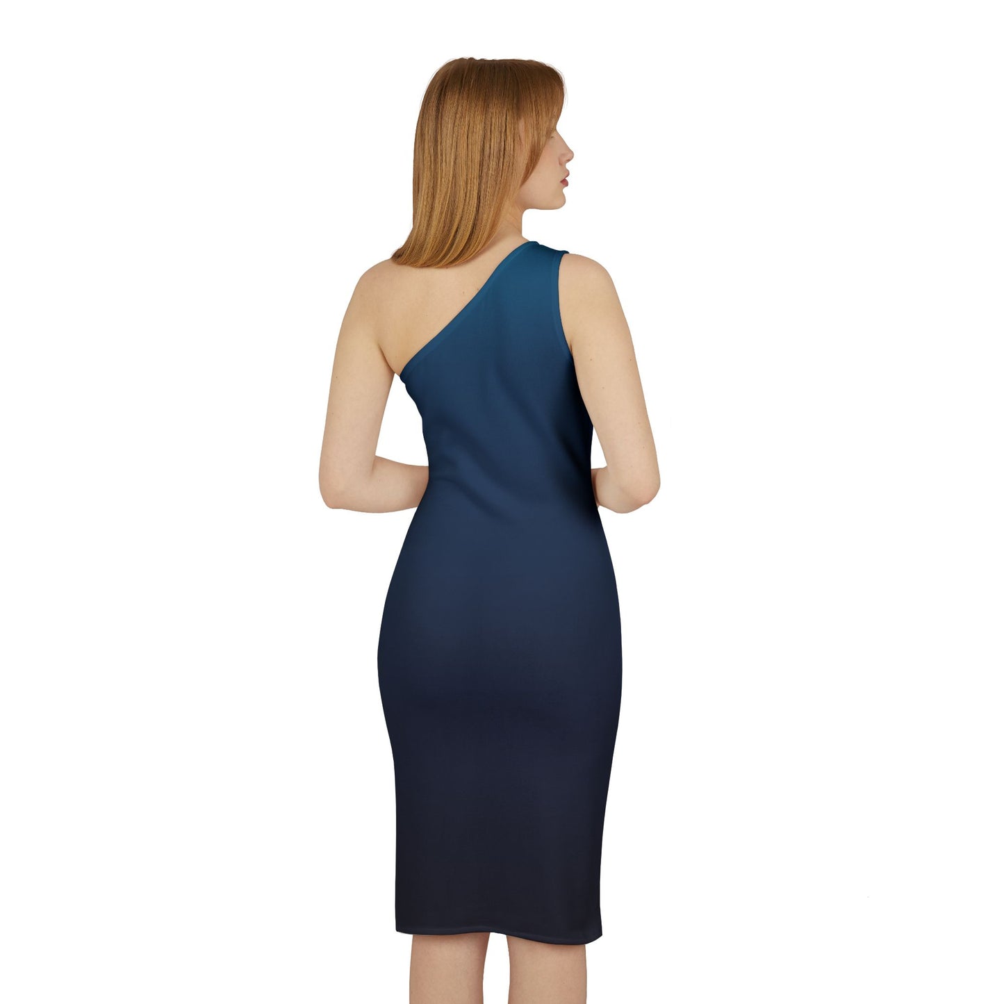 Elegant Navy Blue One-Shoulder Ruched Dress - Perfect for Evening Events
