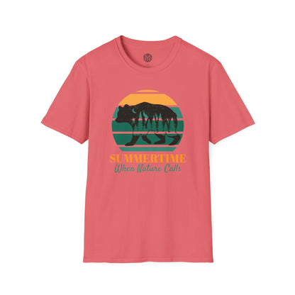 Summertime When Nature Calls Mens Camping Outdoor Adventure Graphic Tee