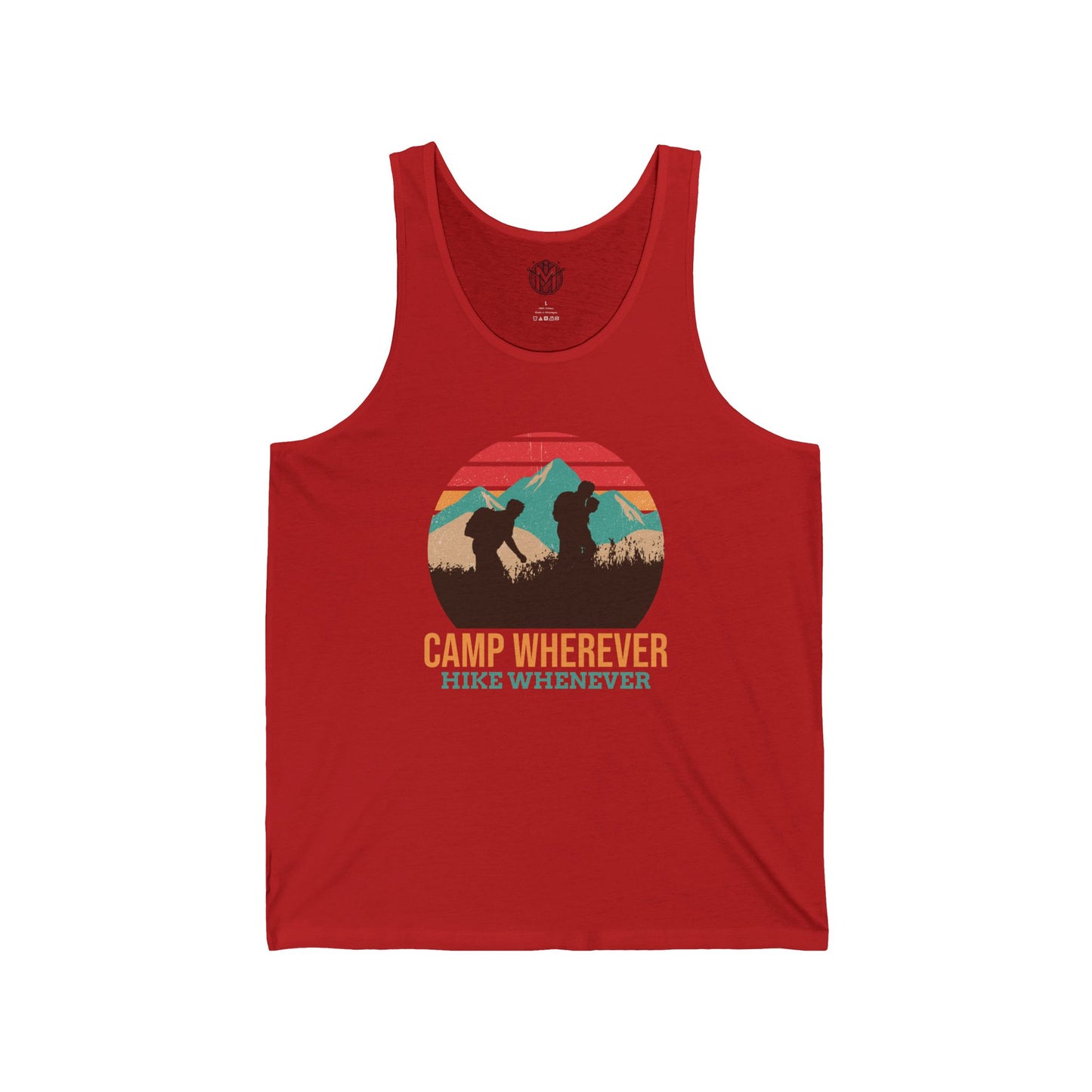 Camp Whenever, Hike Wherever Mens Camping Outdoor Adventure Graphic Tank