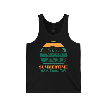Summertime, When Nature Calls Mens Camping Outdoor Adventure Graphic Tank