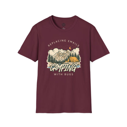 Replacing Emails with Bugs Mens Camping Outdoor Adventure Graphic Tee