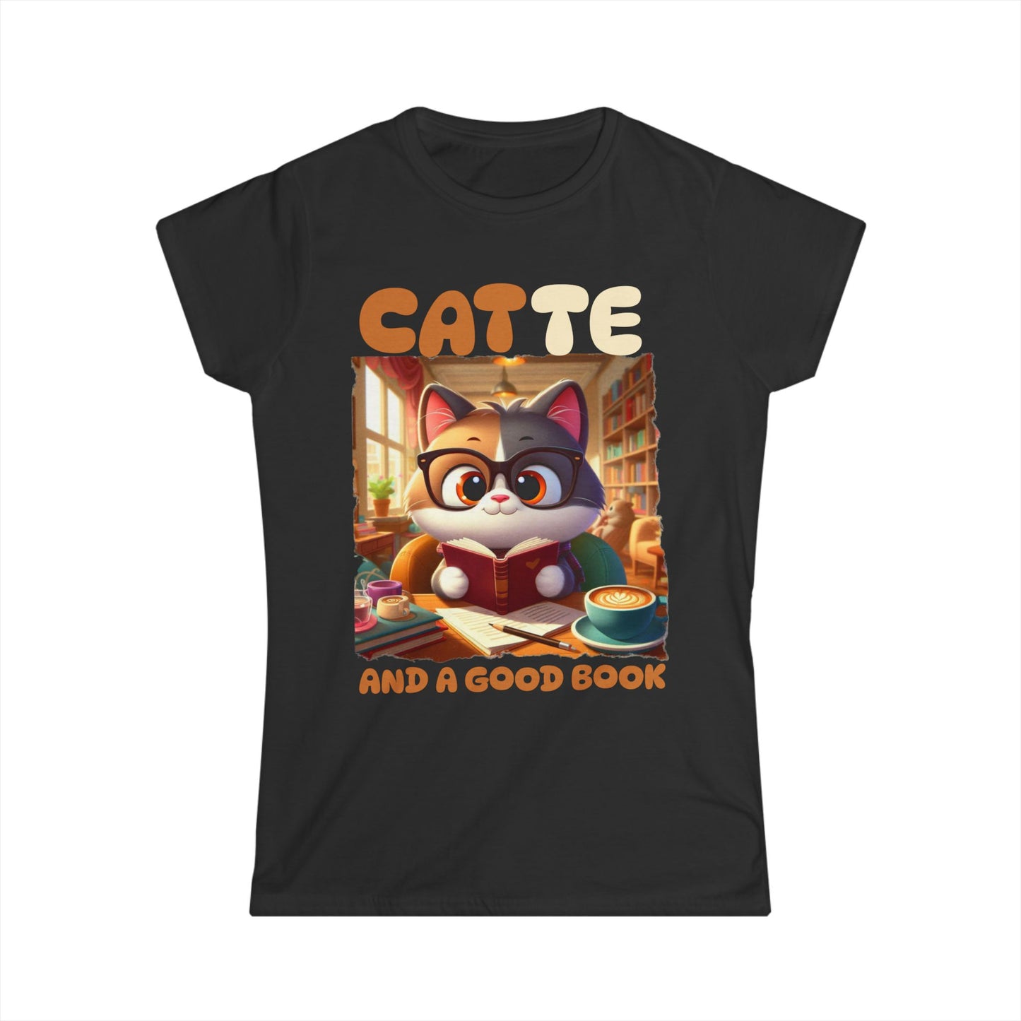 Catte Latte Women’s Tee - Cute Cat & Coffee Shirt