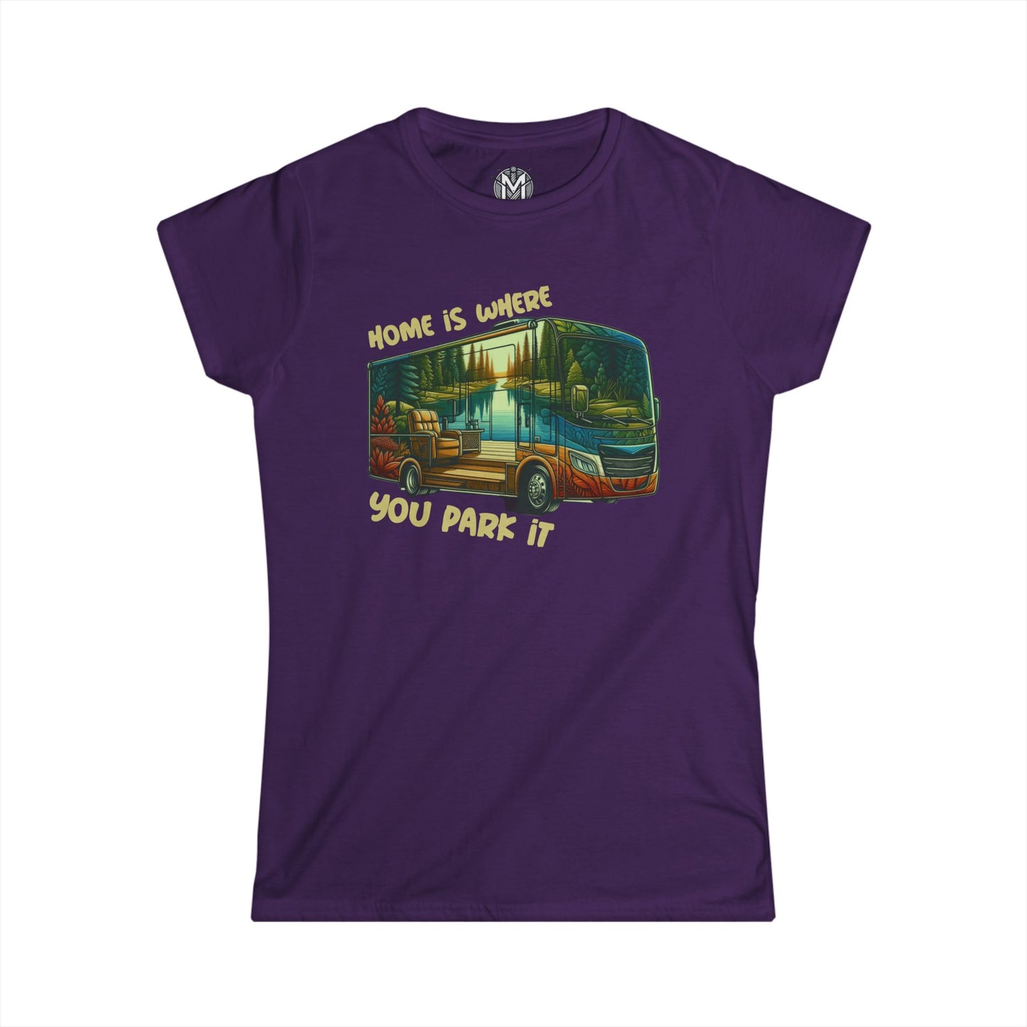 Home is Where You Park It Womens RV Road Trip Adventure Graphic Tee