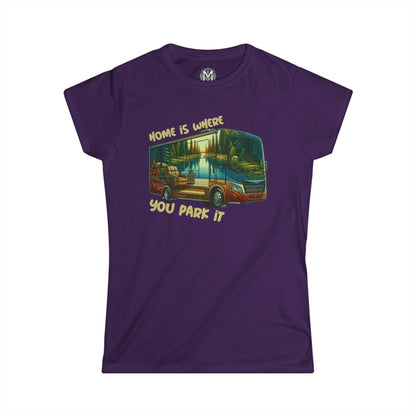 Home is Where You Park It Womens RV Road Trip Adventure Graphic Tee