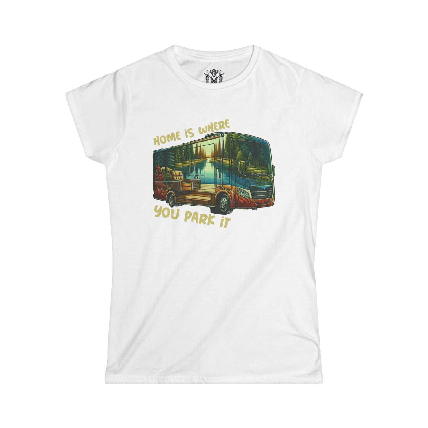 Home is Where You Park It Womens RV Road Trip Adventure Graphic Tee