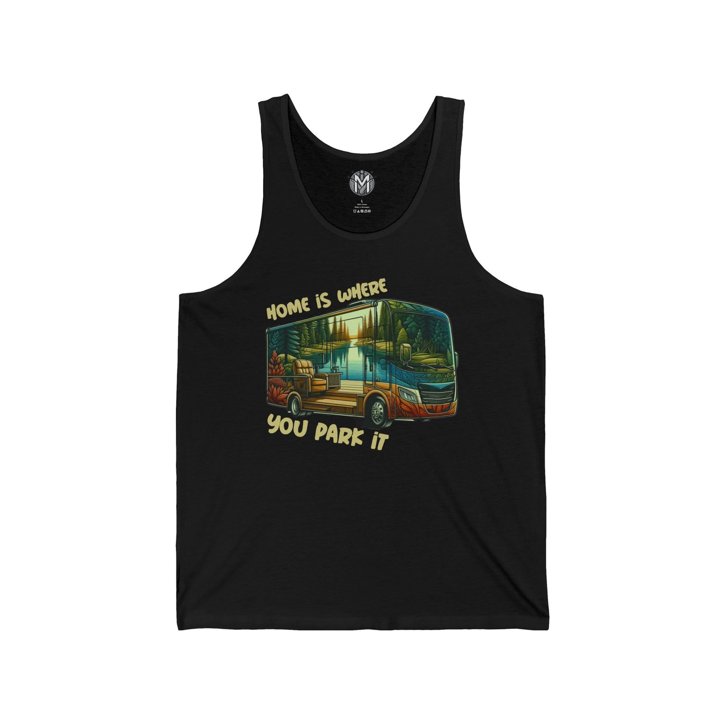Home is Where You Park It Mens RV Road Trip Adventure Graphic Tank