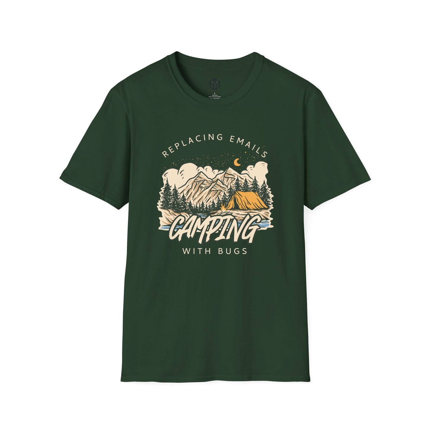 Replacing Emails with Bugs Mens Camping Outdoor Adventure Graphic Tee