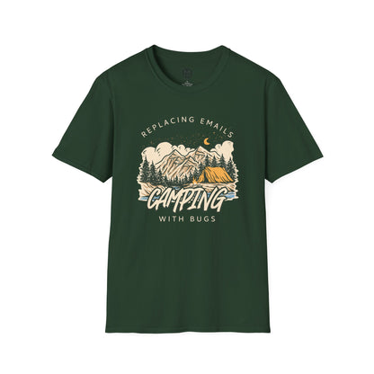 Replacing Emails with Bugs Mens Camping Outdoor Adventure Graphic Tee