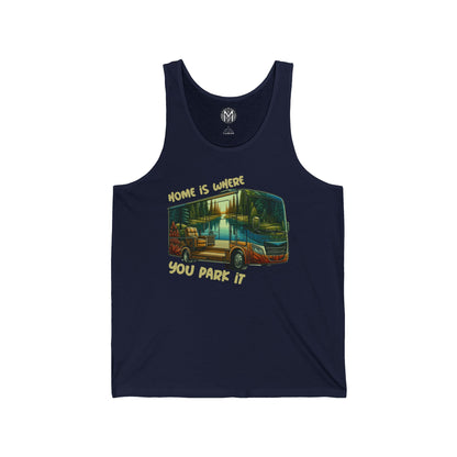 Home is Where You Park It Mens RV Road Trip Adventure Graphic Tank