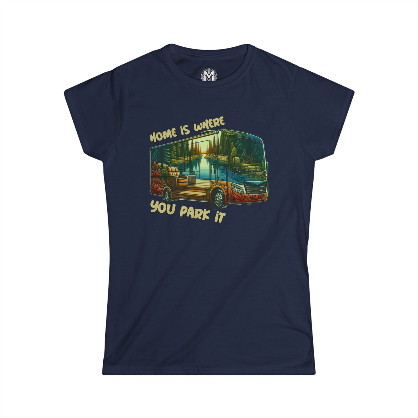 Home is Where You Park It Womens RV Road Trip Adventure Graphic Tee